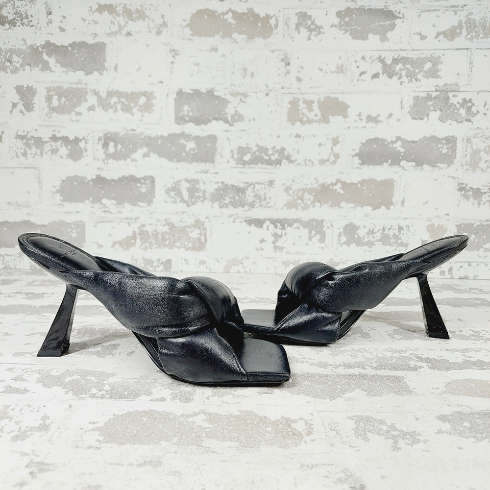 New Marc Fisher LTD Dellian Black Leather Heeled Sandals A212 - Picture 4 of 12